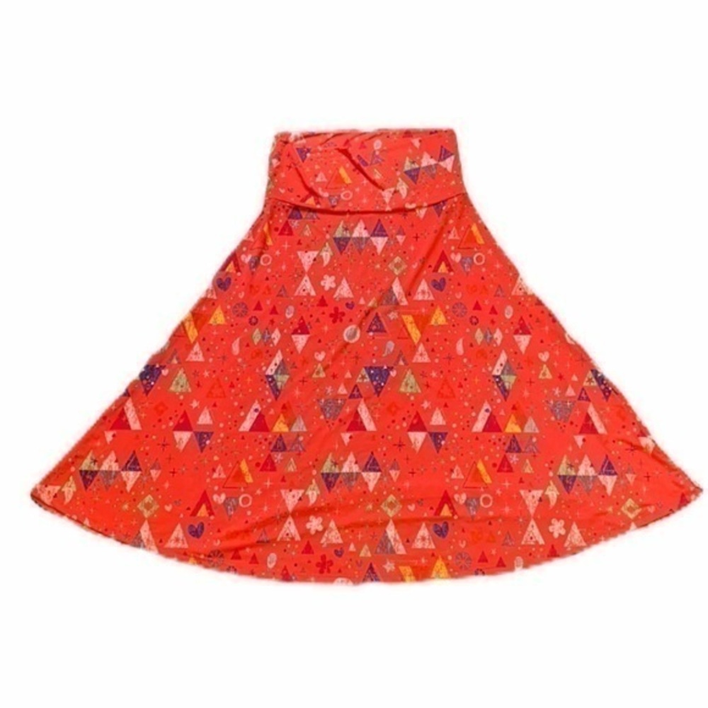 LulaRoe Skirt Azure Geometric Orange/Blue, XS